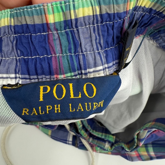 Polo Ralph Lauren Swim Shorts Men Medium Multicolor Plaid Trunks Lined Elastic - Picture 8 of 15